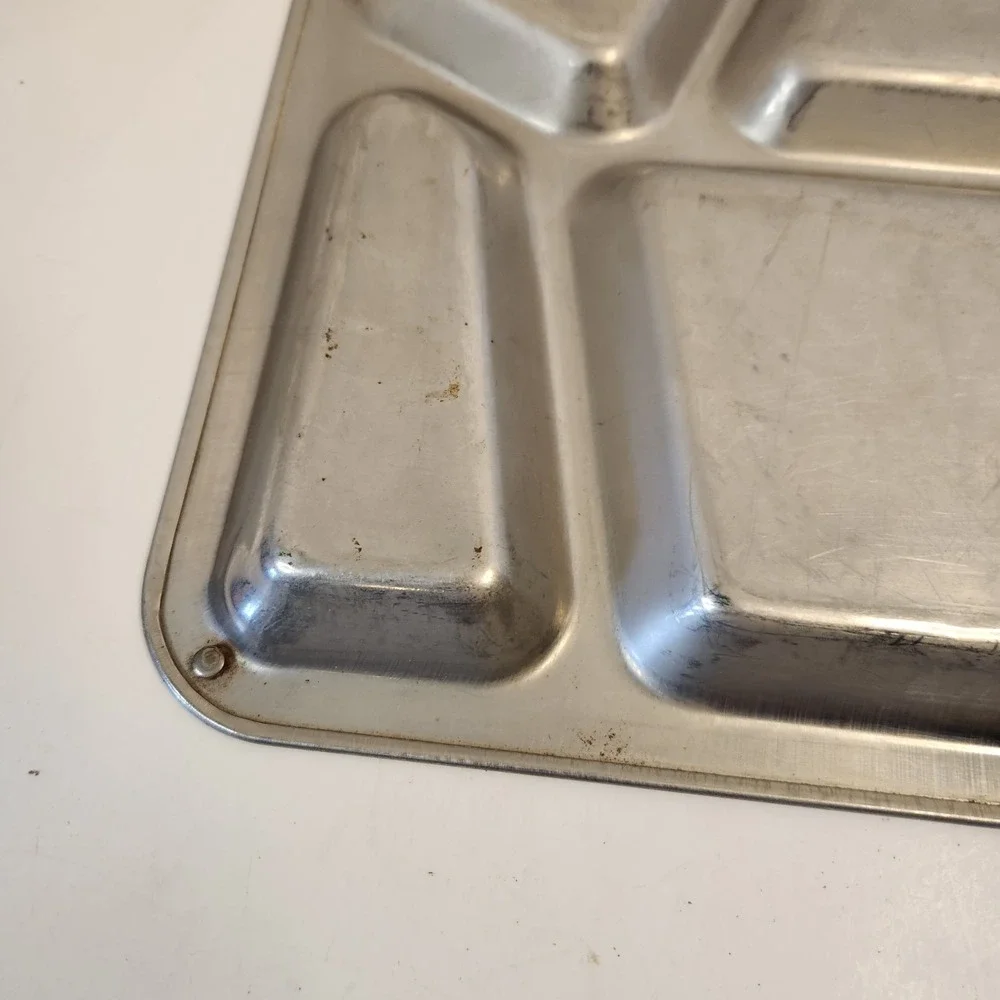 Vintage‎ US Navy USN Heavy Double Layer Riveted Steel Compartment Food Tray